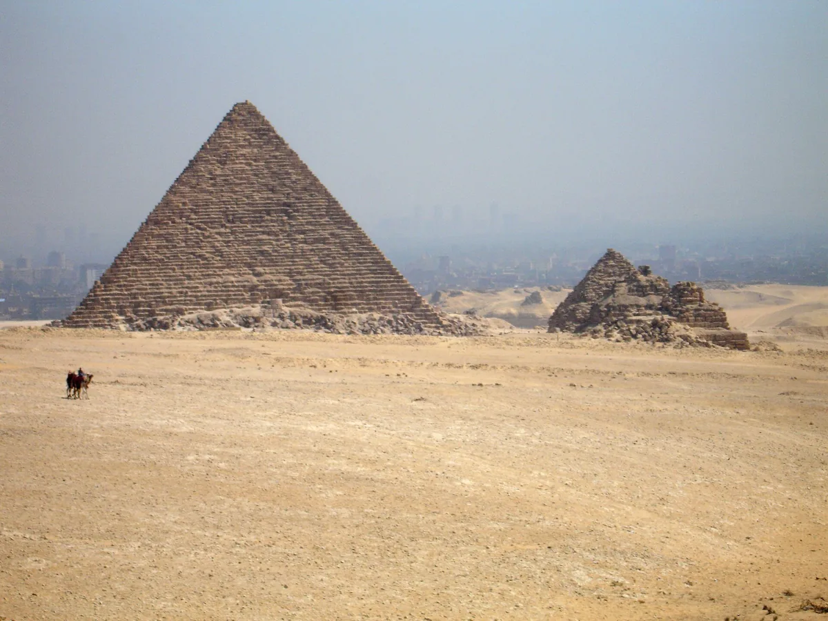 The pyramids of Giza near Cairo